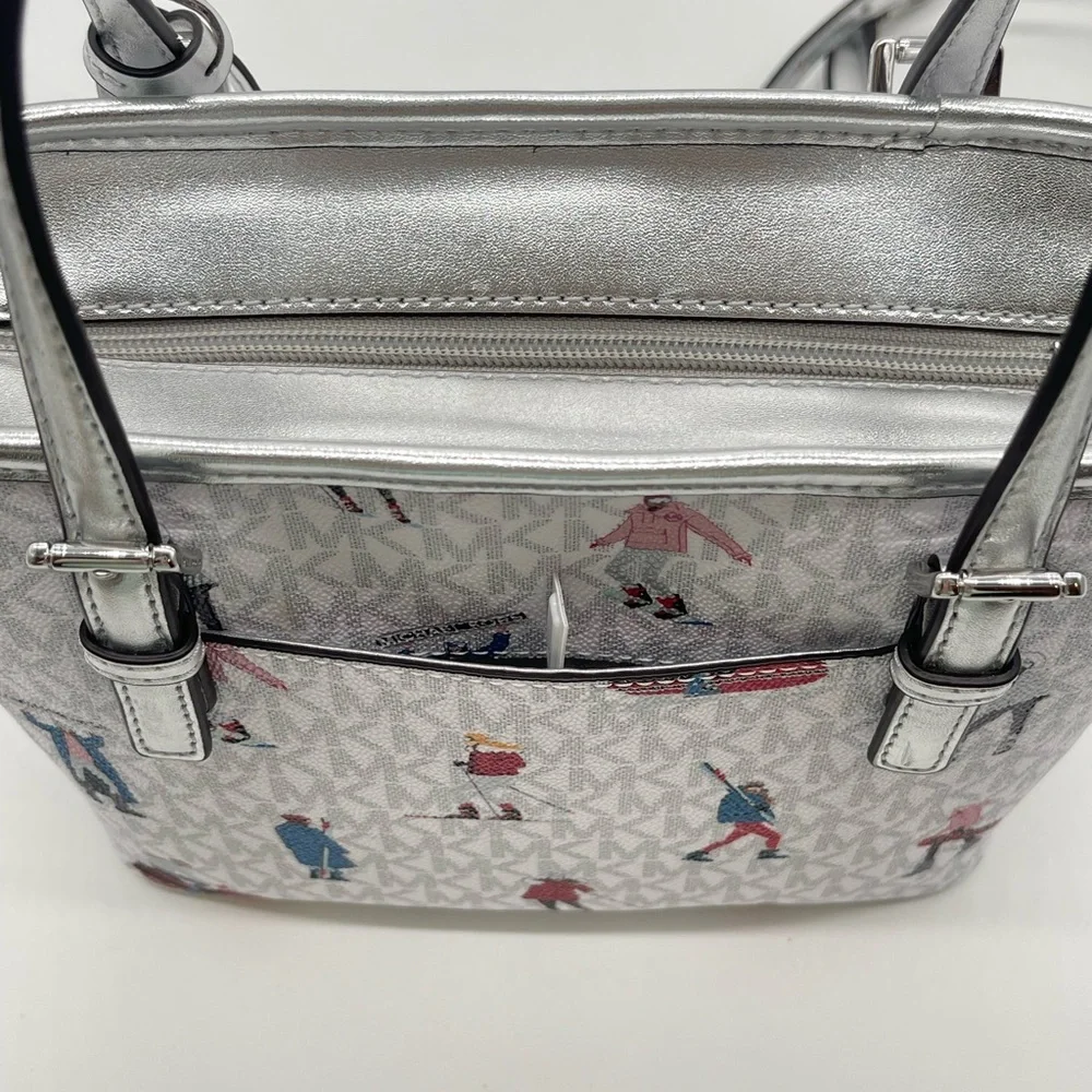 Michael Kors JST Xsmall Top Zip Tote Bag Bright White Multi